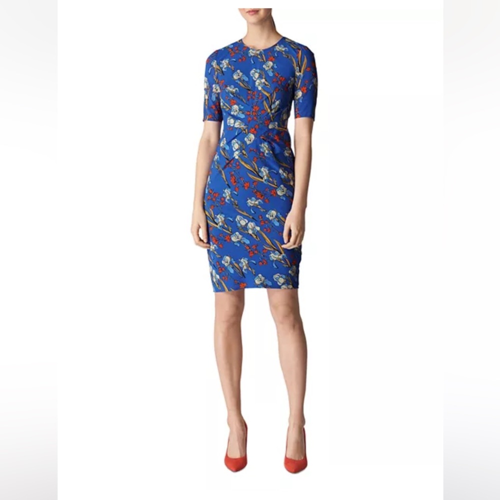 Whistles Phoebe Iris Print Stretch Silk Dress